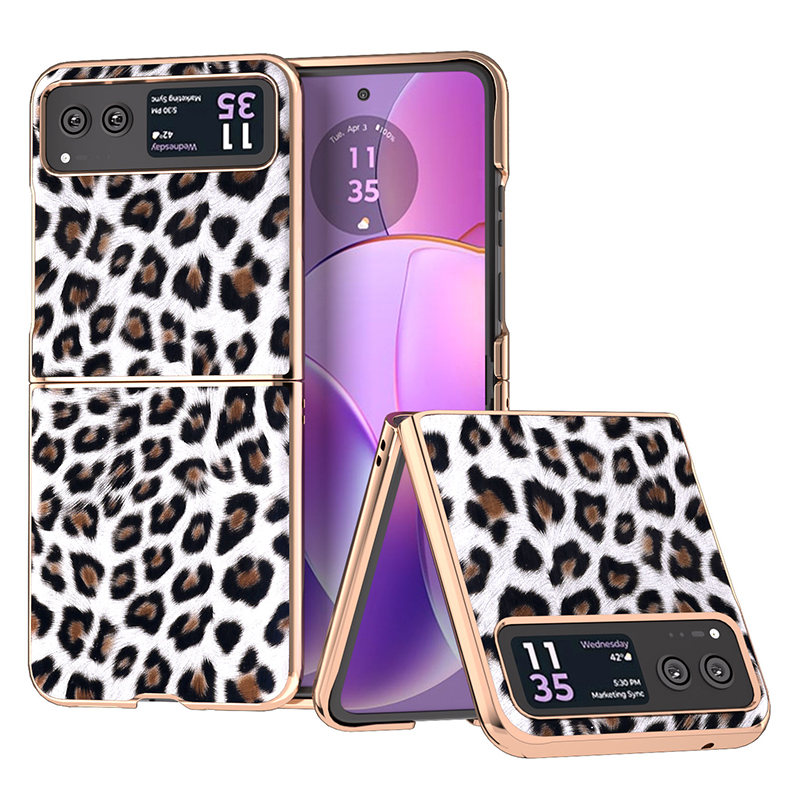 

Für Motorola Razr 40 5G Leopardenmuster PU -leder -pc -hülle Nano Elektrierende Schutz Telefonabdeckung - Silber, Motorola Razr 40 5G