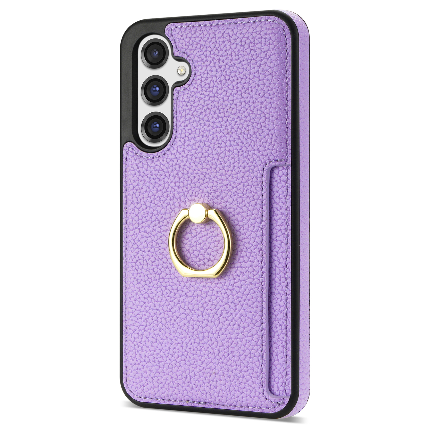 

Für Samsung Galaxy S23 fe Finger Ring Kickstand Phone Hülle PU Leder+tpu -kartenhalterabdeckung - Lila, Galaxy S23 FE