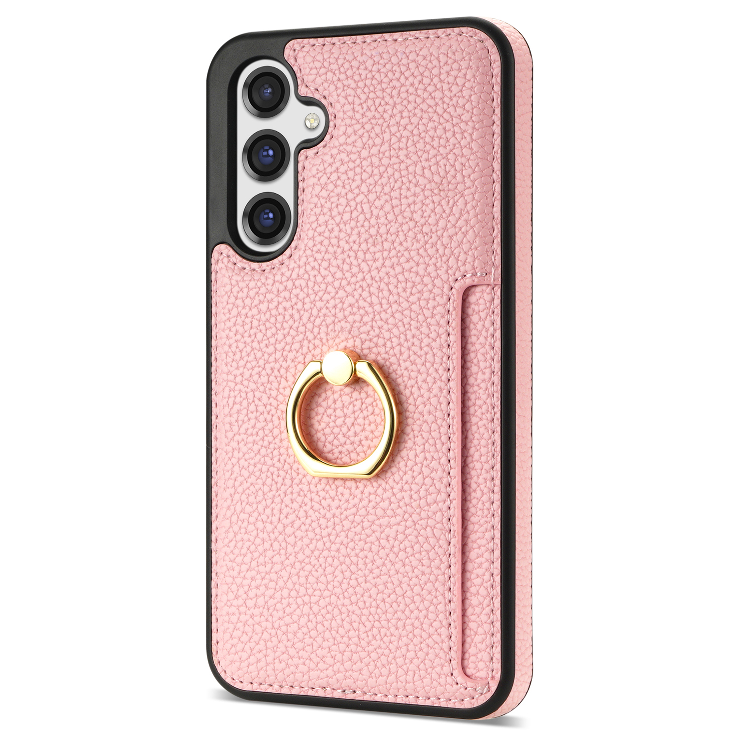 

Für Samsung Galaxy S23 fe Finger Ring Kickstand Phone Hülle PU Leder+tpu -kartenhalterabdeckung - Rosa, Galaxy S23 FE
