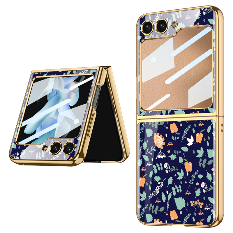 

Gkk-muster Druckphase Für Samsung Galaxy Z Flip5 5G Hartes Pc-telefonabdeckung Eingebauter, Temperamentvoller Glasfilm - Stil C, Galaxy Z Flip5 5G
