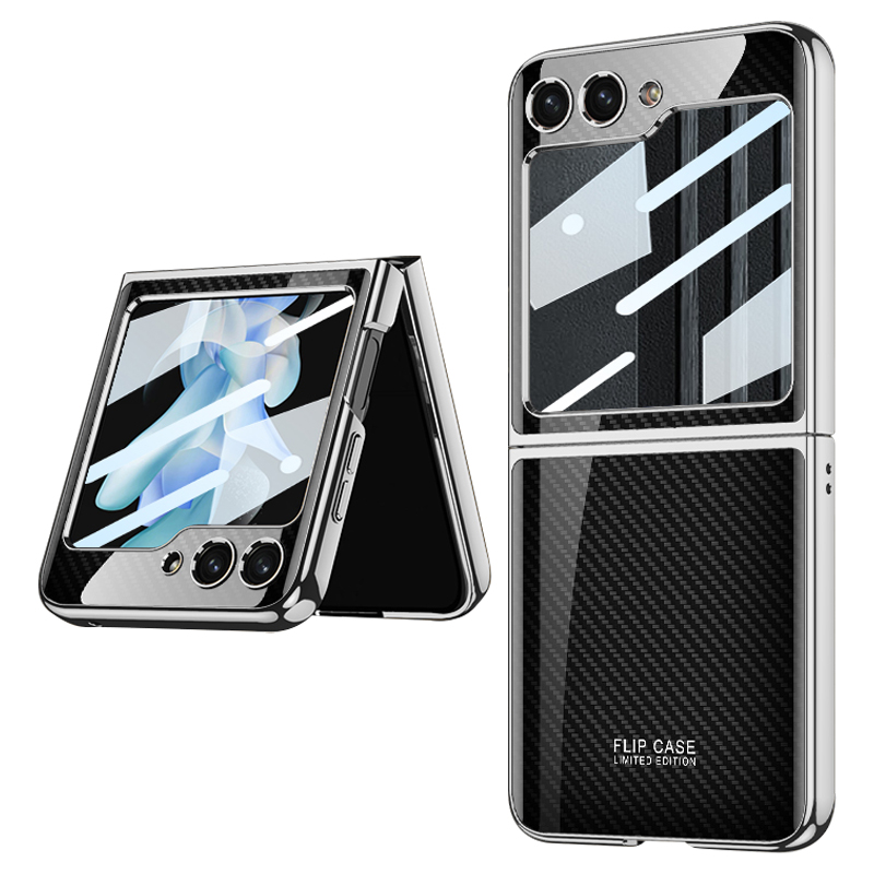 

Gkk-muster Druck Hartes Pc-hülle Für Samsung Galaxy Z Flip5 5G Anti-drogen-telefonschale Eingebautes Temperaturfilm Integriert - Kohlefaser, Galaxy Z Flip5 5G