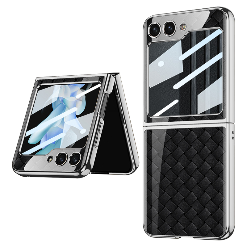 

Gkk-muster Druck Hartes Pc-hülle Für Samsung Galaxy Z Flip5 5G Anti-drogen-telefonschale Eingebautes Temperaturfilm Integriert - Schwarz Geflochten, Galaxy Z Flip5 5G
