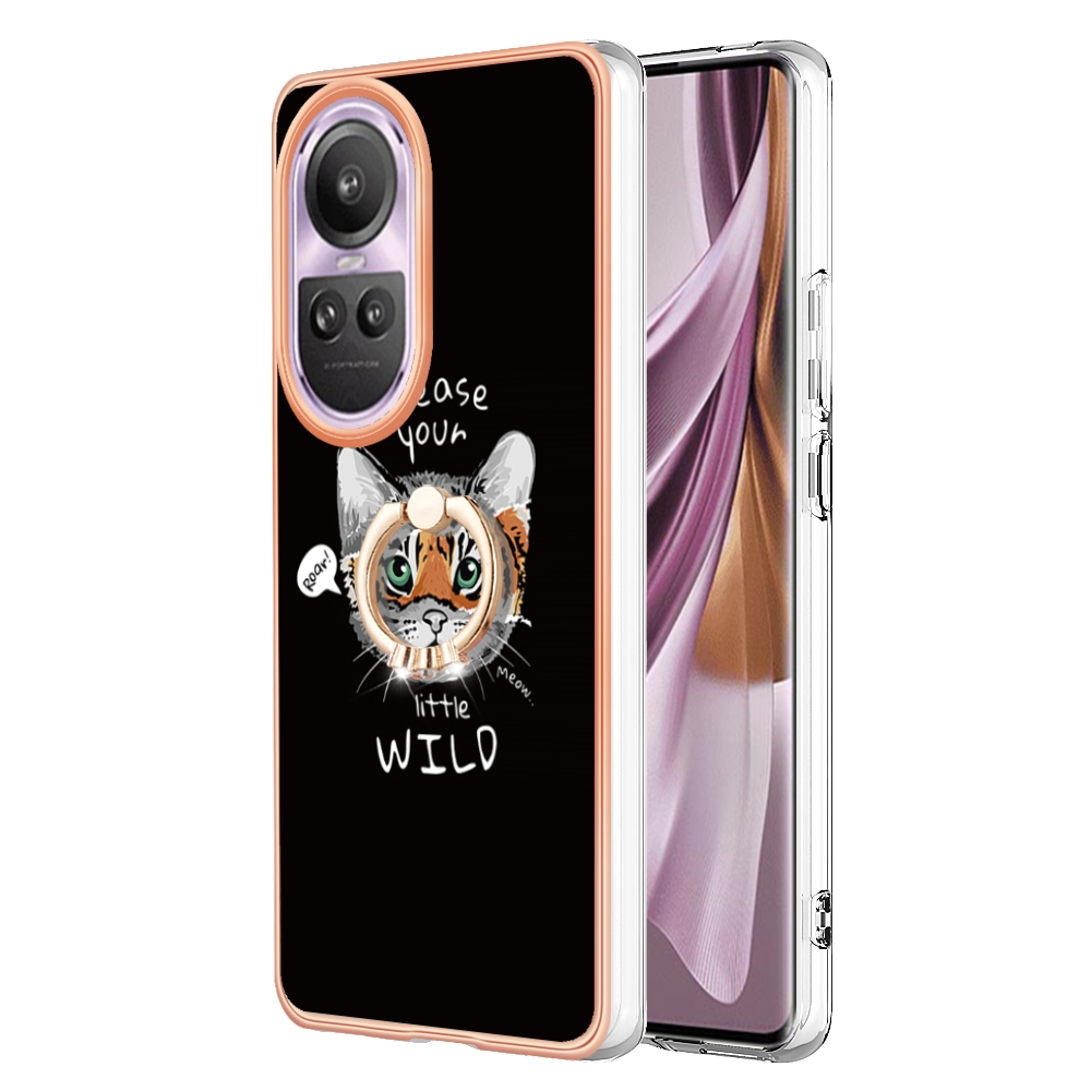 

YB IMD Series-20-stil D Für Oppo Reno10 Pro 5G (global) 2,0 mm Tpu-hülle Imd-muster Elektroplierendes Telefon-kickstand Cover - Katze / Tiger, Oppo Reno10 Pro 5G (Global)