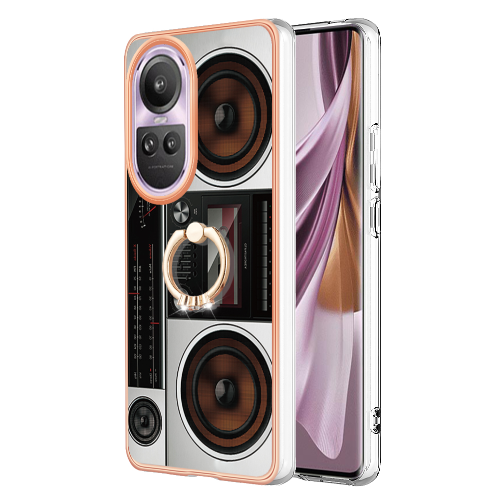 

YB IMD Series-20-stil D Für Oppo Reno10 Pro 5G (global) 2,0 mm Tpu-hülle Imd-muster Elektroplierendes Telefon-kickstand Cover - Radio, Oppo Reno10 Pro 5G (Global)