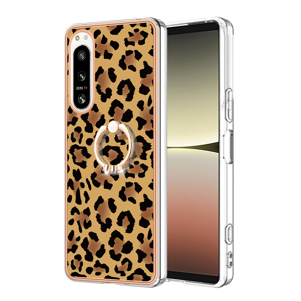 

YB IMD Series-20-style D-kickstand-telefonabdeckung Für Sony Xperia 5 IV 5G 2,0 mm Imd-muster Elektroplieren Tpu-abdeckung - Leopard, Xperia 5 IV 5G