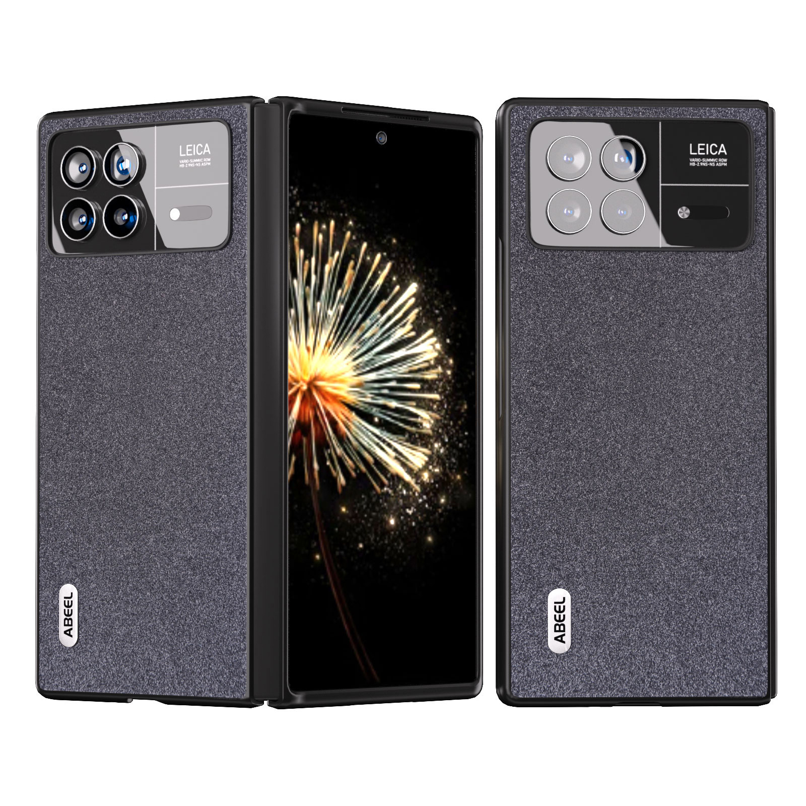 

ABEEL Für Xiaomi Mix Falt 3 5G Glitter Phone Hülle PU Leder + PC Schockdes Schutzschutzabdeckung - Schwarz, Xiaomi Mix Fold 3 5G