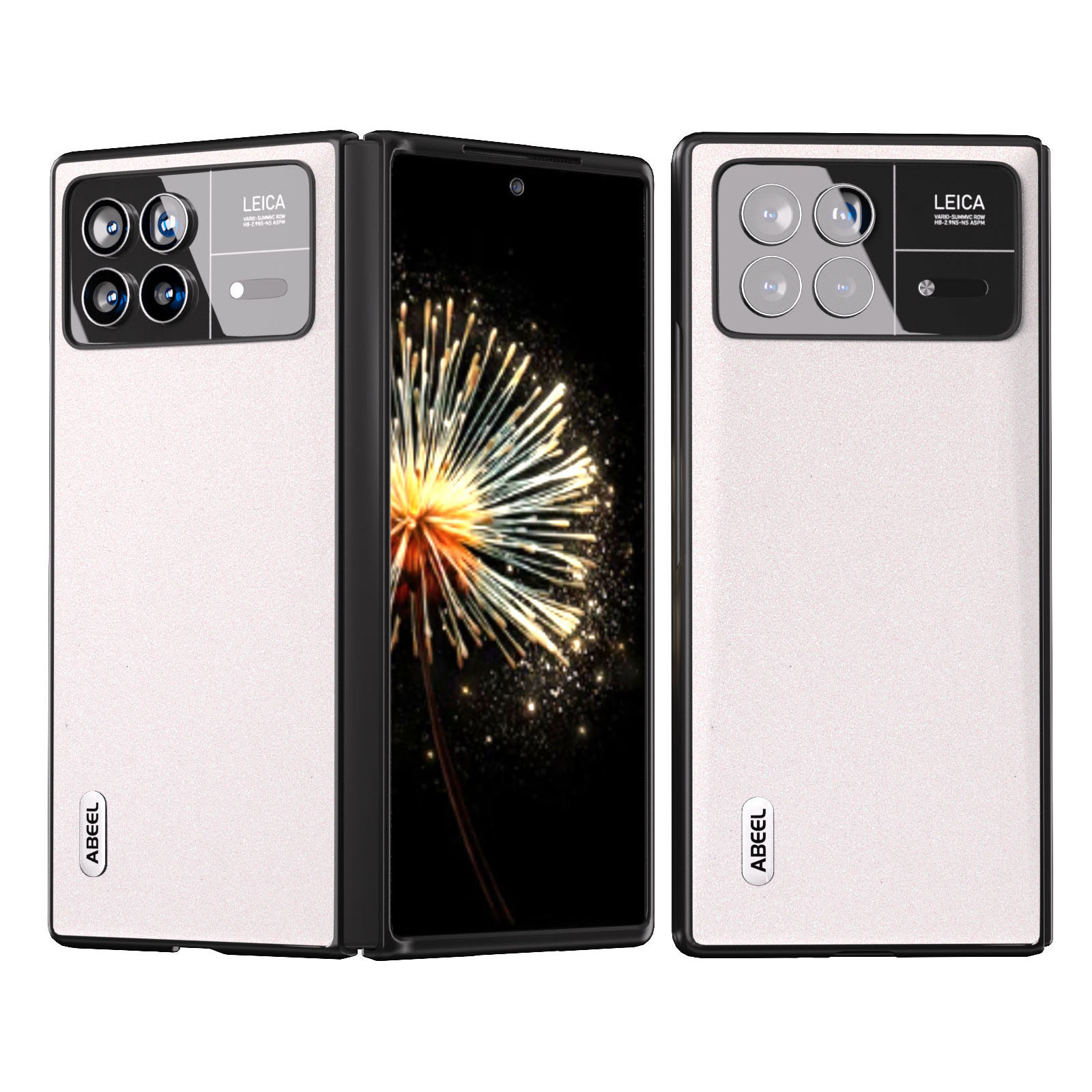 

ABEEL Für Xiaomi Mix Falt 3 5G Glitter Phone Hülle PU Leder + PC Schockdes Schutzschutzabdeckung - Weiß, Xiaomi Mix Fold 3 5G