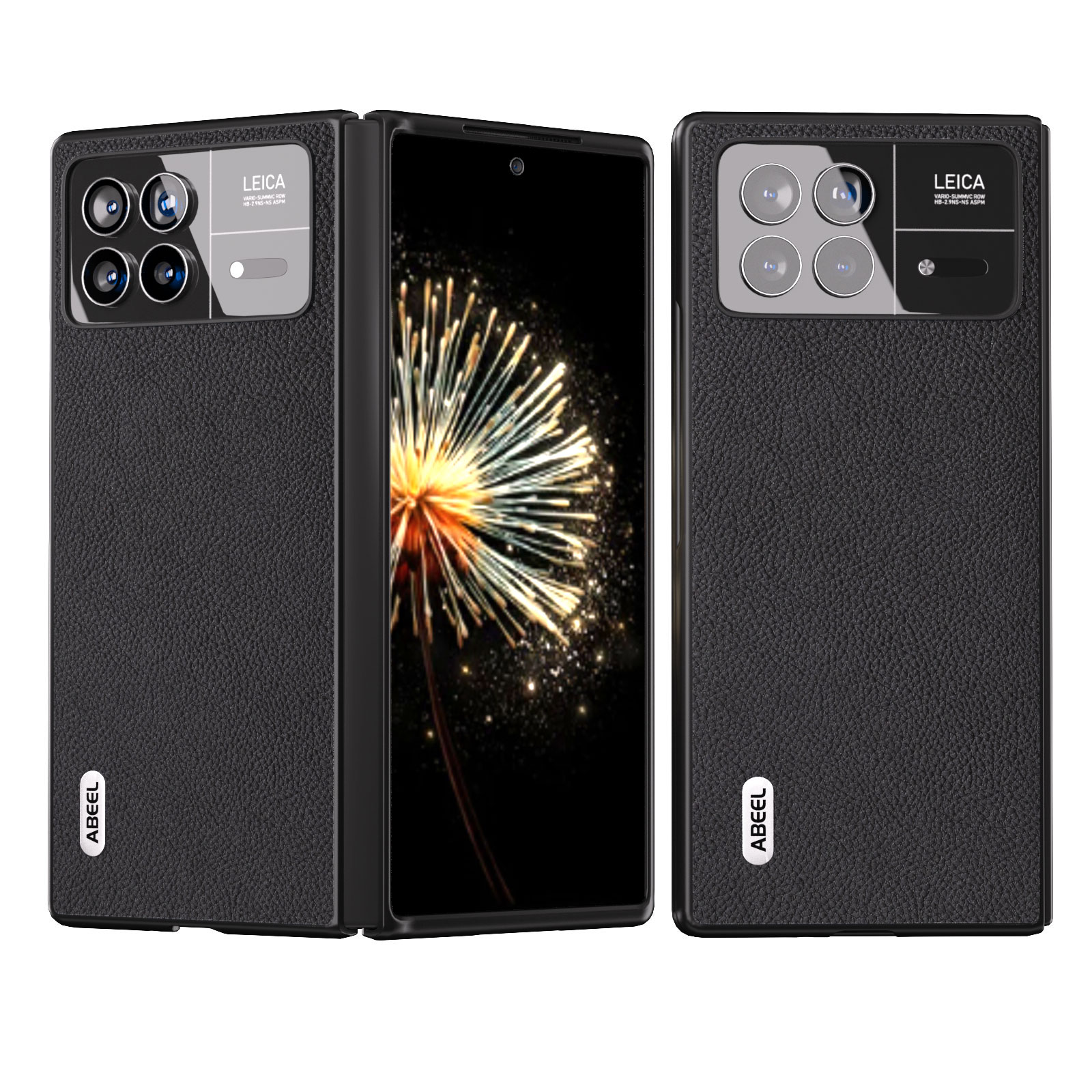 

ABEEL Für Xiaomi Mix Falt 3 5G Staubfeste Litchi Texture Phone Deckung Echtes Kuhleder + PC -schutzhülle - Schwarz, Xiaomi Mix Fold 3 5G