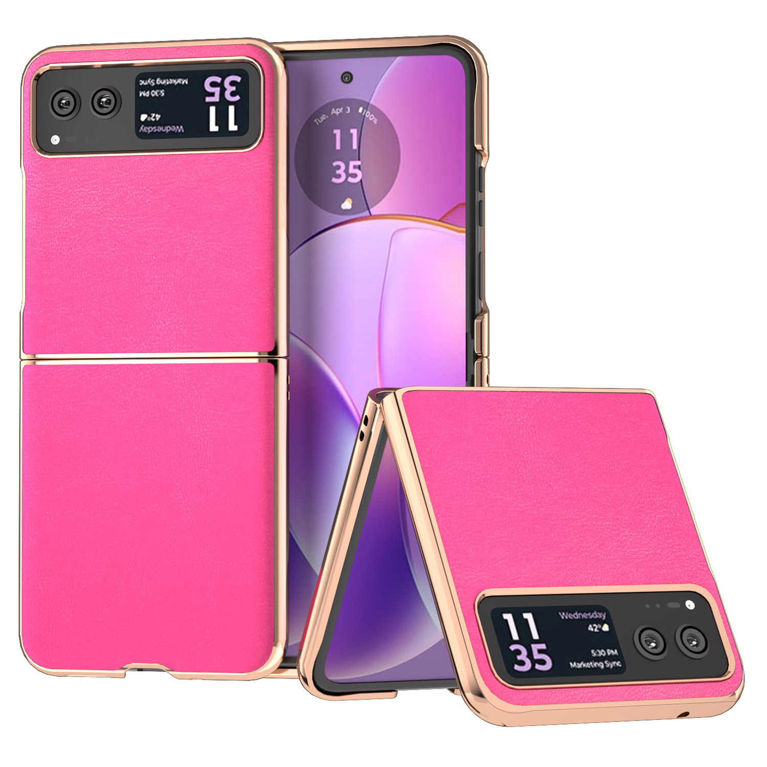 

Für Motorola Razr 40 5G Anti-Scratch Pu-leder-schicht-pc-hülle Nano Elektrierende Strukturierte Telefonabdeckung - Rose, Motorola Razr 40 5G