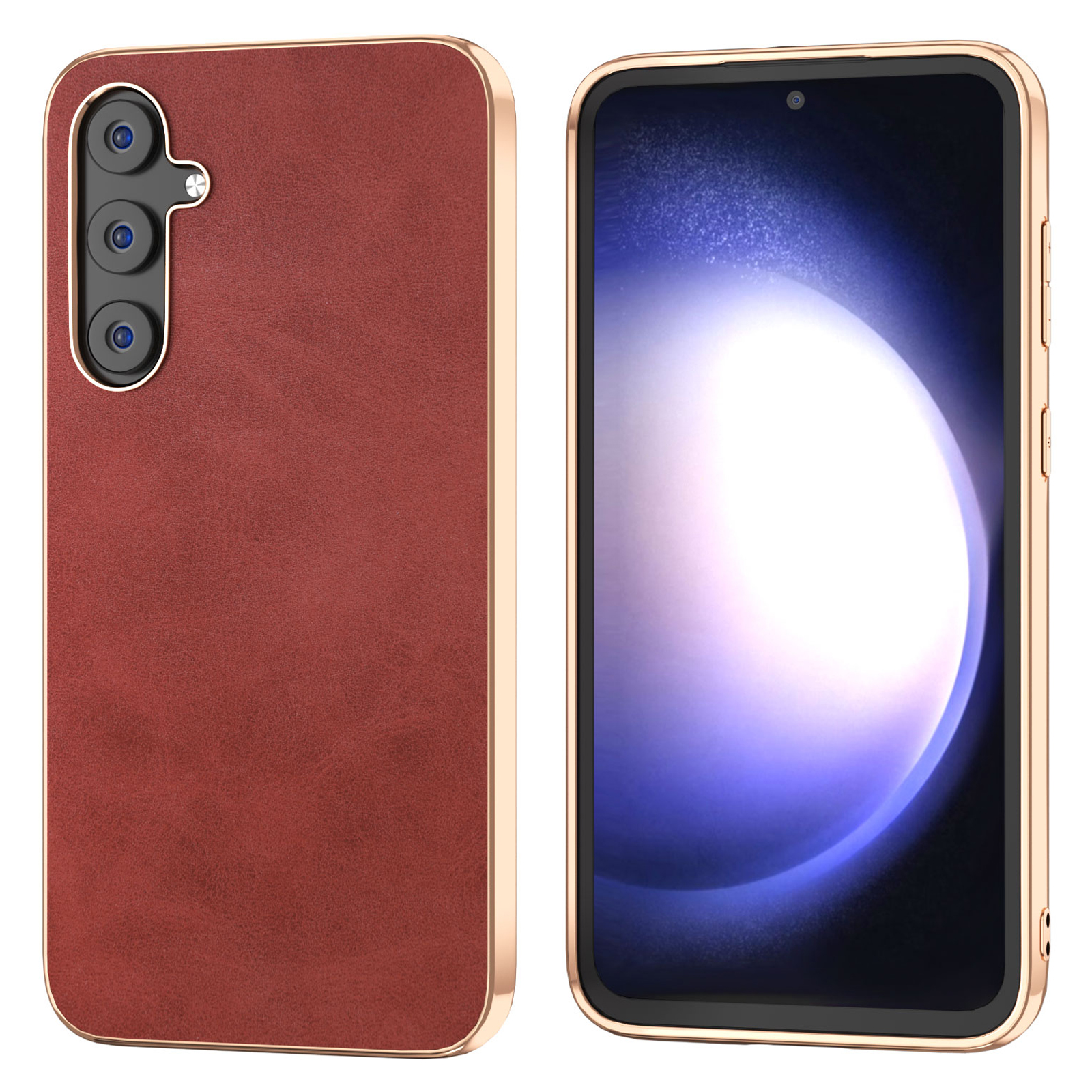 

Rückbedeckung Für Samsung Galaxy S23 Fe, Cowide Textur PU Leder+tpu+pc Elektroplatten Telefonhülle - Rot, Galaxy S23 FE