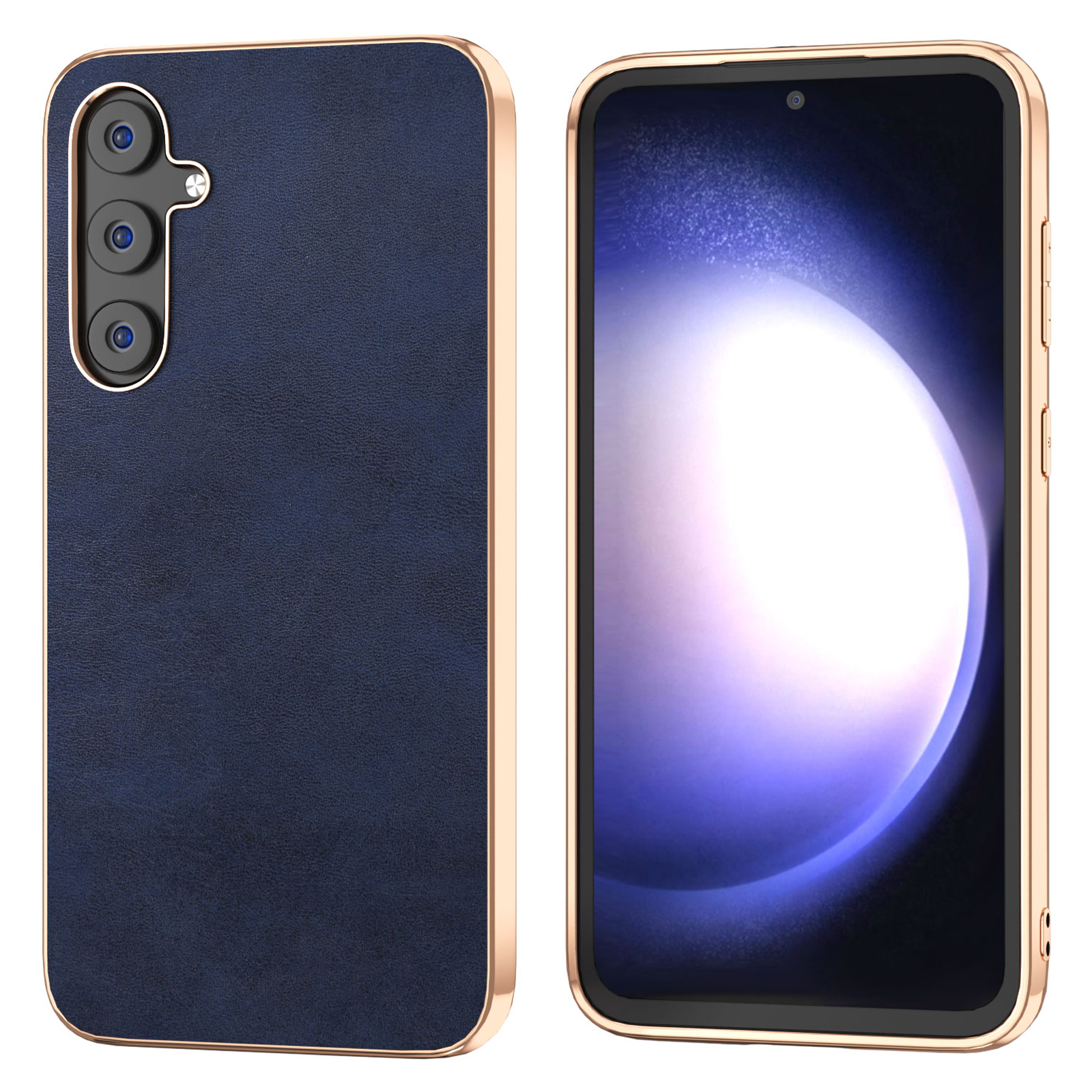 

Rückbedeckung Für Samsung Galaxy S23 Fe, Cowide Textur PU Leder+tpu+pc Elektroplatten Telefonhülle - Blau, Galaxy S23 FE