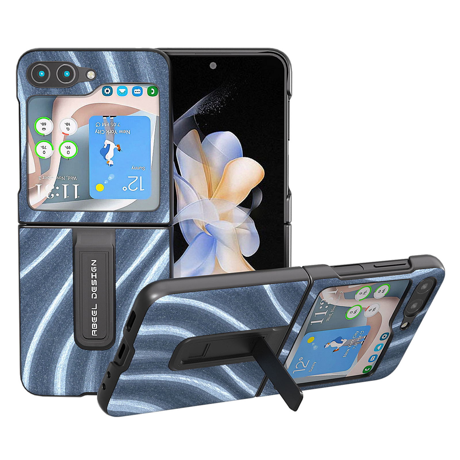 

Abeel Milky Way -serie Für Samsung Galaxy Z Flip5 5G Telefonhülle PU -leder -pc -kickständer Cover - Blau, Galaxy Z Flip5 5G