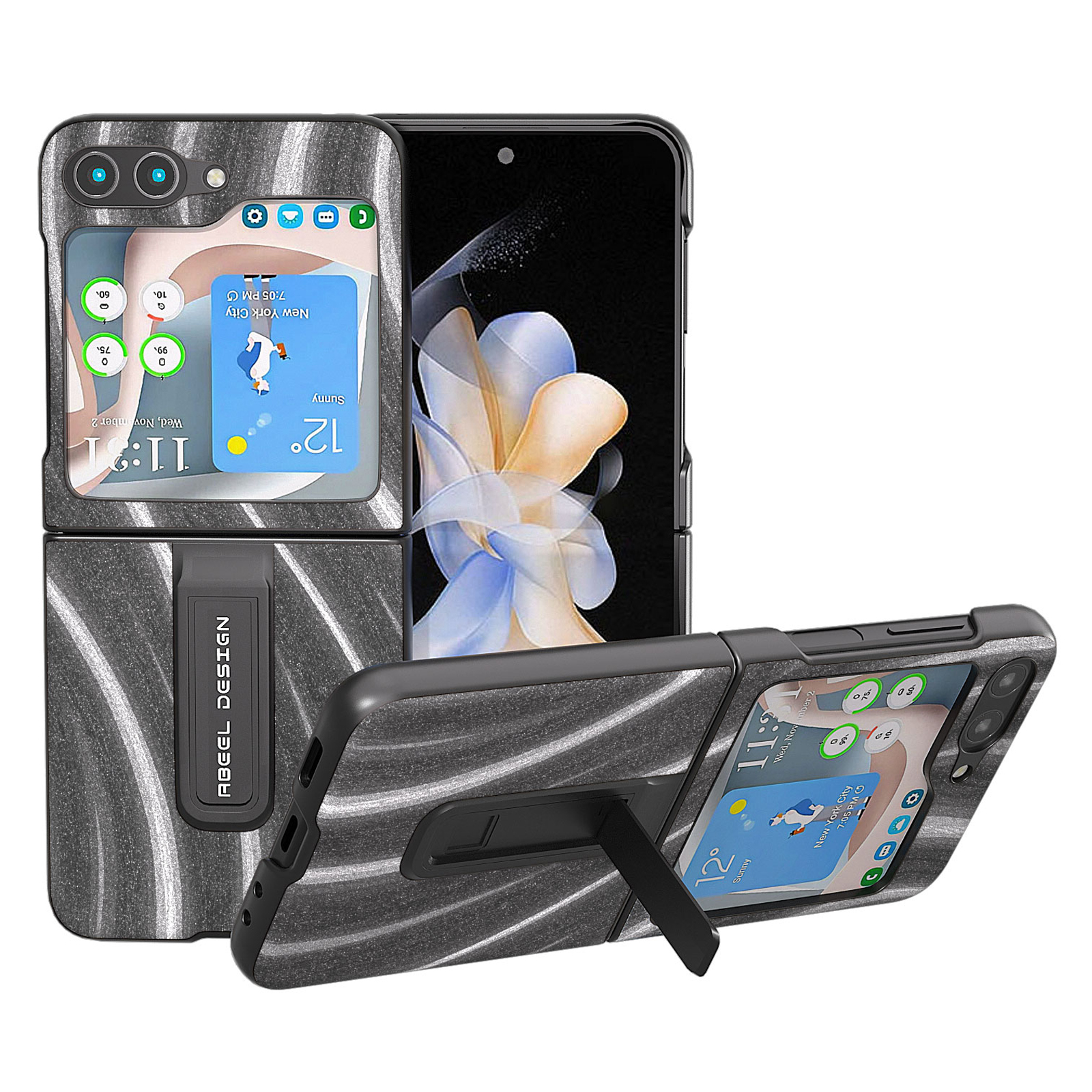 

Abeel Milky Way -serie Für Samsung Galaxy Z Flip5 5G Telefonhülle PU -leder -pc -kickständer Cover - Grau, Galaxy Z Flip5 5G