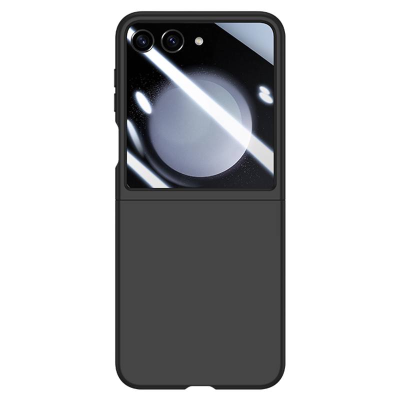 

Für Samsung Galaxy Z Flip5 5G PC Skin-touch-telefonhülle Anti-kratzer-faltabdeckung Mit Kleinem Screenfilm - Schwarz, Galaxy Z Flip5 5G