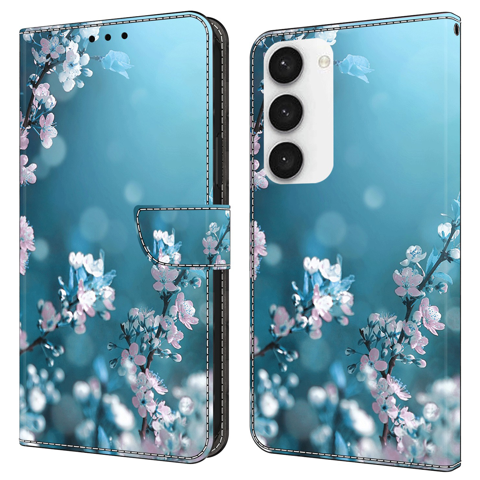 

Für Samsung Galaxy S23 fe Wallet Leder -telefonhülle 3D -muster -druck Telefonständer Cover - Pflaumenblüten, Galaxy S23 FE