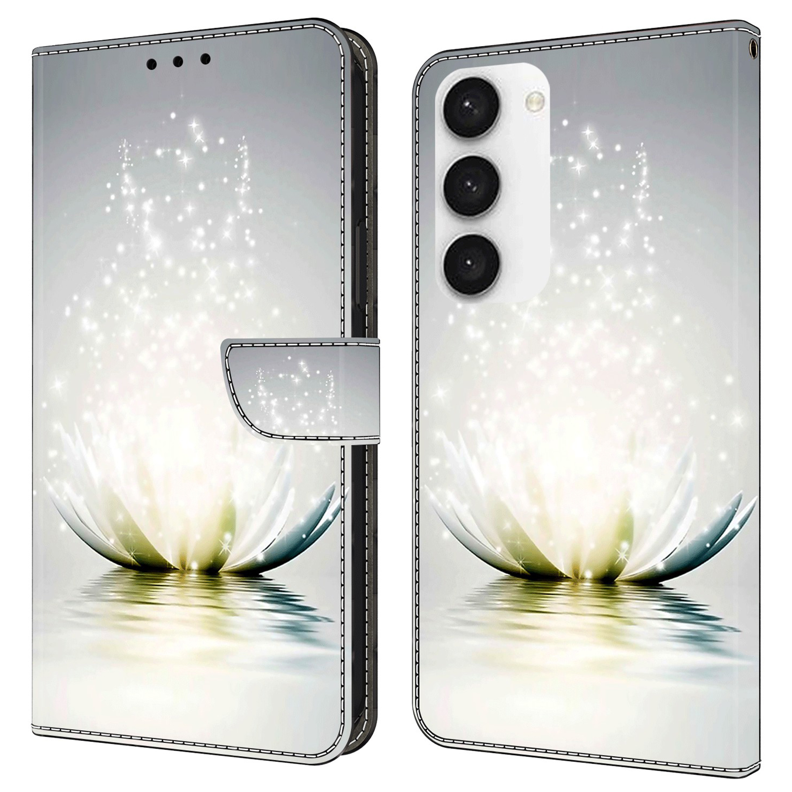 

Für Samsung Galaxy S23 fe Wallet Leder -telefonhülle 3D -muster -druck Telefonständer Cover - Lotus, Galaxy S23 FE