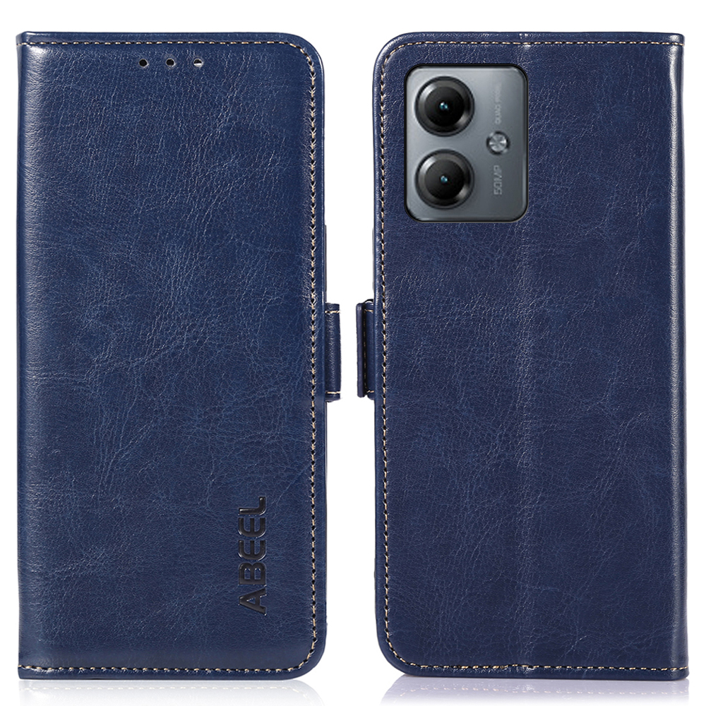 

Abeel Für Motorola Moto G14 4G Crazy Horse Textur Anti-kratzer Telefonhülle Leder Brieftasche Abdeckung - Blau, Motorola Moto G14 4G