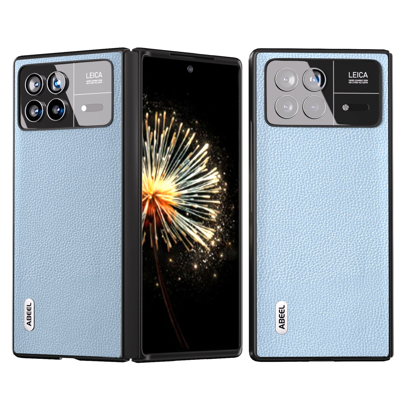 

ABEEL Für Xiaomi Mix Falt 3 5G Litchi Textur Schutzhülle Echtes Kuhleder+pc Telefonhülle - Baby Blau, Xiaomi Mix Fold 3 5G