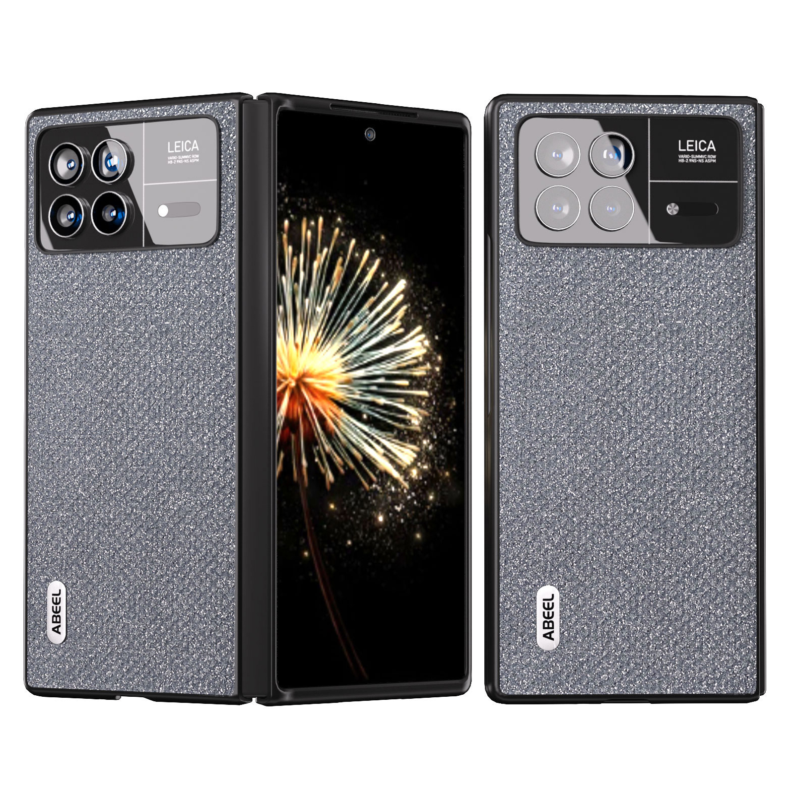 

ABEEL Für Xiaomi Mix Falt 3 5G PU Lederbeschichtete PC -strass -textur -hülle Schockdelie Telefonabdeckung - Grau, Xiaomi Mix Fold 3 5G