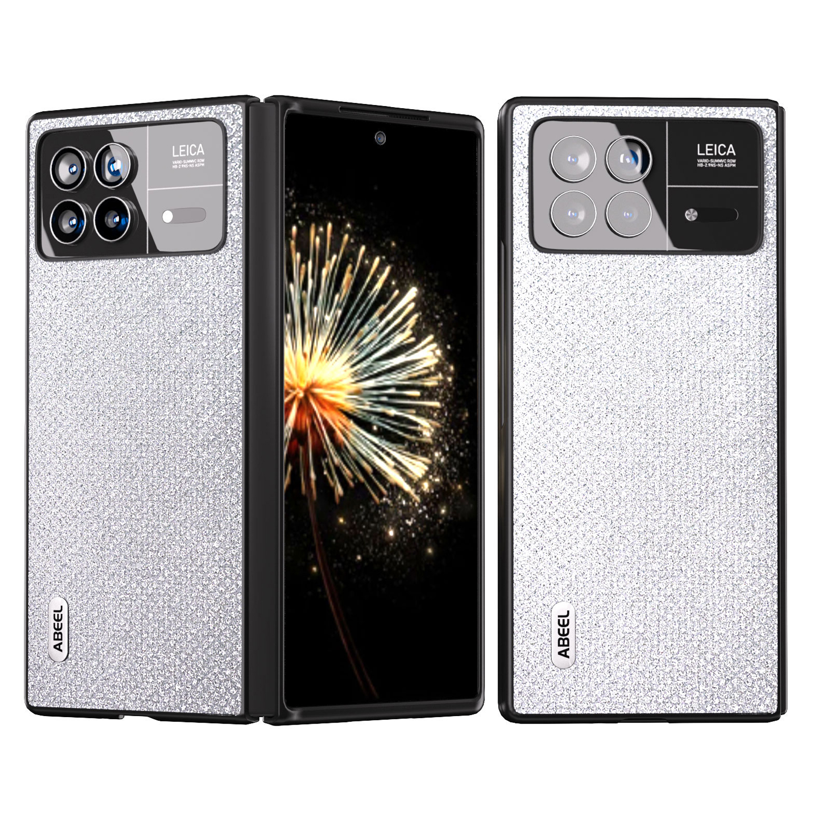 

ABEEL Für Xiaomi Mix Falt 3 5G PU Lederbeschichtete PC -strass -textur -hülle Schockdelie Telefonabdeckung - Silber, Xiaomi Mix Fold 3 5G