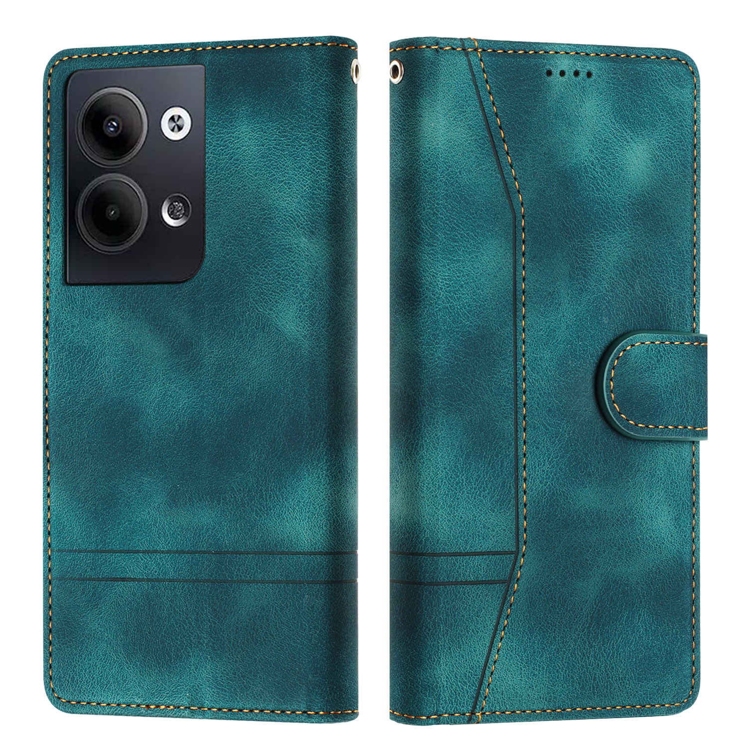 

L002 Für Oppo Reno9 Pro 5G Leitungen Eingeprägter Telefonabdeckung Lederstützen Ständer Brieftasche - Grün, Oppo Reno9 Pro 5G