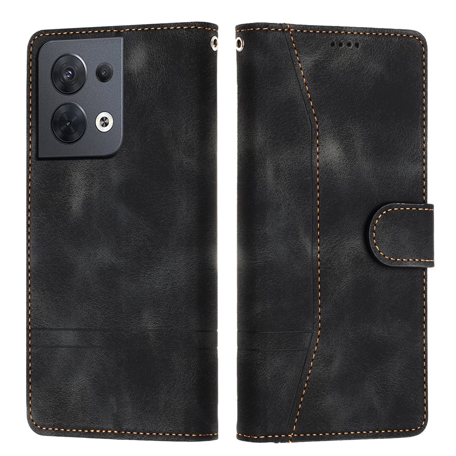 

L002 Für Oppo Reno8 4G Leitungen Abdruck Telefonabdeckung Drop-sof-leder-brieftasche Hülle - Schwarz, Oppo Reno8 4G