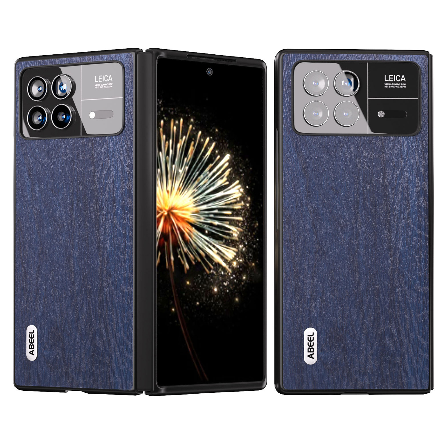 

ABEEL Für Xiaomi Mix Falt 3 5G Holztexturhülle PU Leder + Hartes Pc-anti-kratzer-abdeckung - Blau, Xiaomi Mix Fold 3 5G