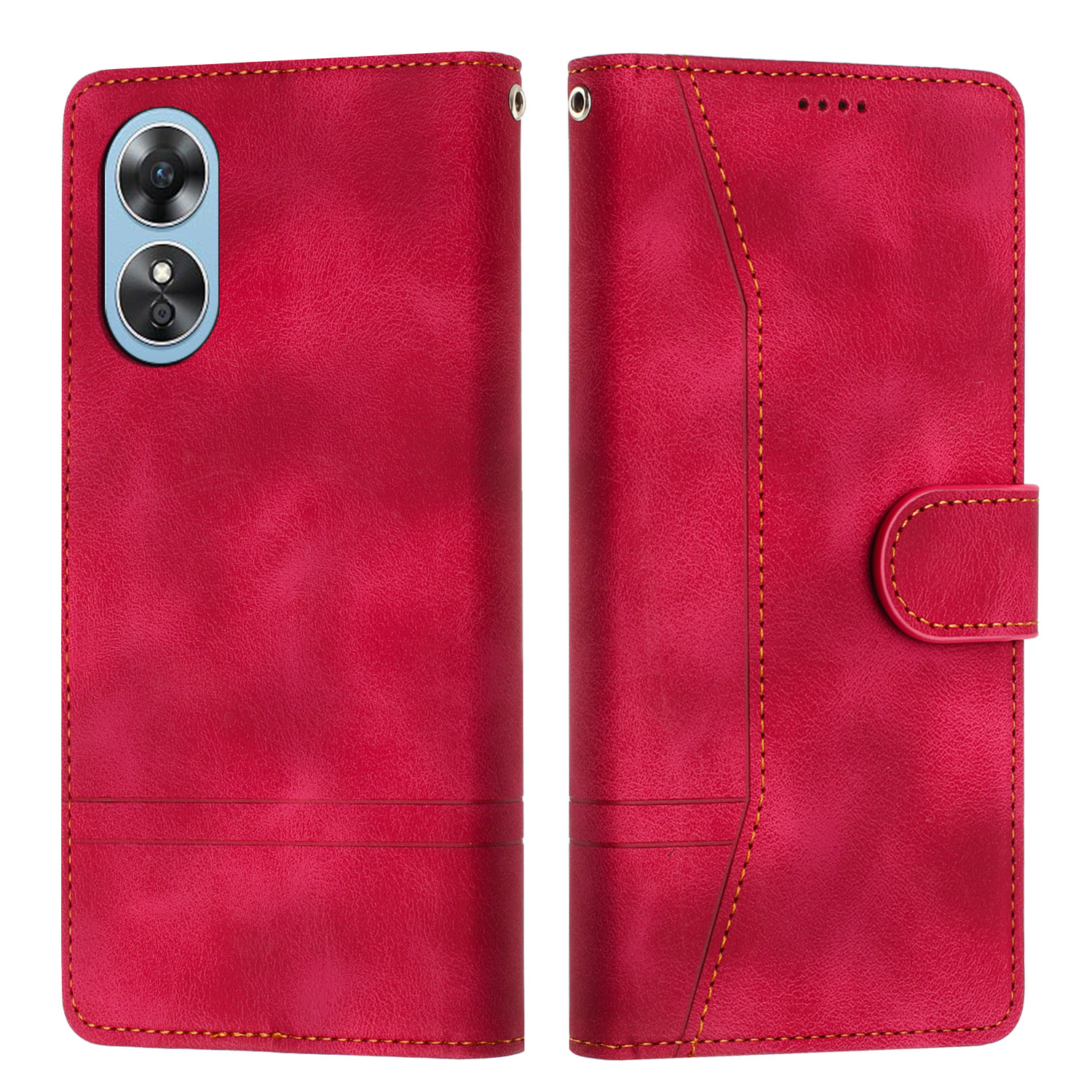 

L002 Für Oppo A17 4G Lederschockdelie Hülle Leitungen Abdruck Cover Mit Brieftasche - Rot, Oppo A17 4G