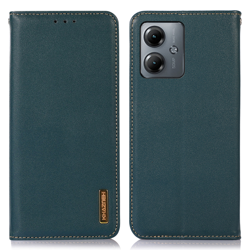 

Khazneh Echte Kuh Leder Telefonhülle Für Motorola Moto G14 4G RFID Blocking Wallet Stand Cover - Grün, Motorola Moto G14 4G