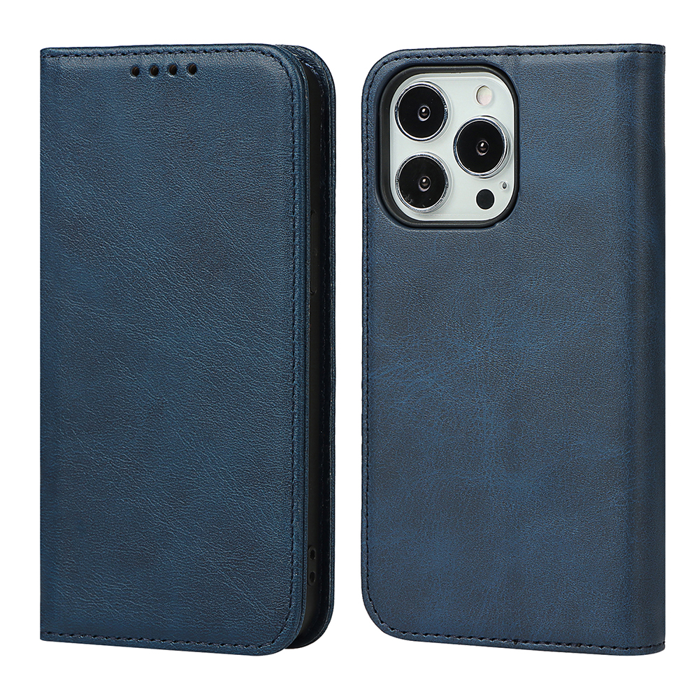 

Für Iphone 15 Pro Max Calf Texture Phone Hülle Magnetschließende Leder -brieftaschen -abdeckung - Blau, iPhone 15 Pro Max