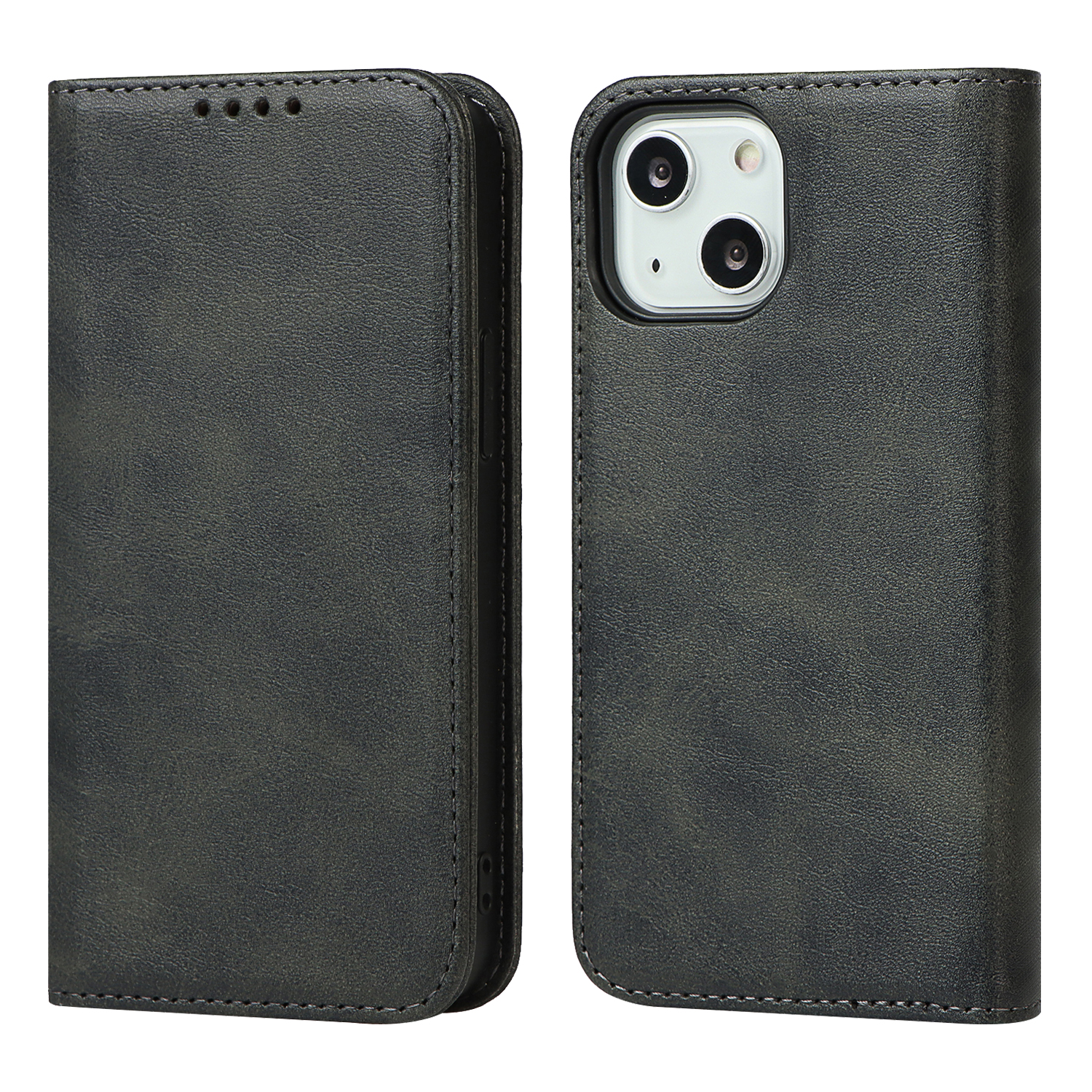 

Lederschutzhülle Für Iphone 15 Plus, Kalbstextur Anti-drop-ständer Brieftasche Telefonabdeckung - Schwarz, iPhone 15 Plus