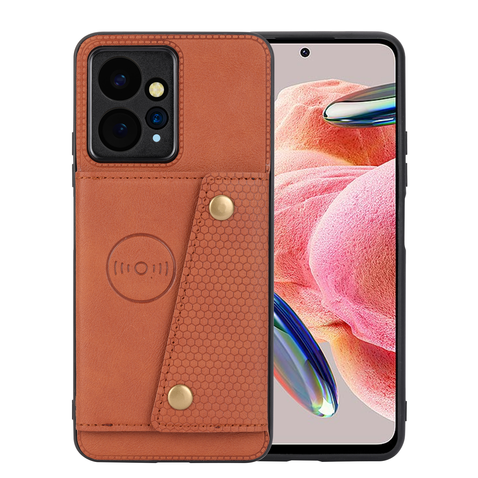 

Für Xiaomi Redmi Note 12 4G Drop Protection Leder Beschichtetes TPU -telefon Cover Kickstand Shell Mit Kartensteckplätzen - Hellbraun, Xiaomi Redmi Note 12 4G