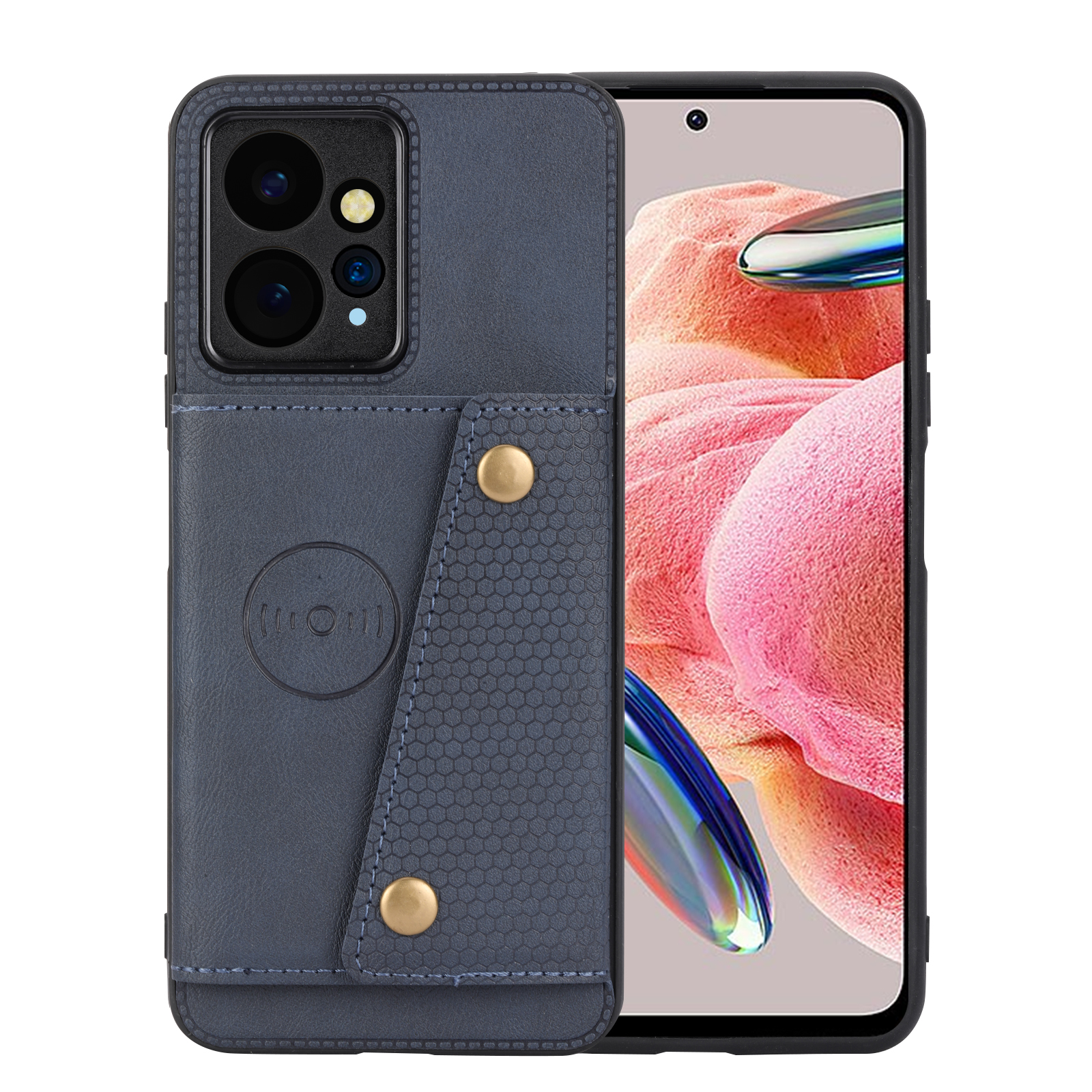 

Für Xiaomi Redmi Note 12 4G Drop Protection Leder Beschichtetes TPU -telefon Cover Kickstand Shell Mit Kartensteckplätzen - Blau, Xiaomi Redmi Note 12 4G