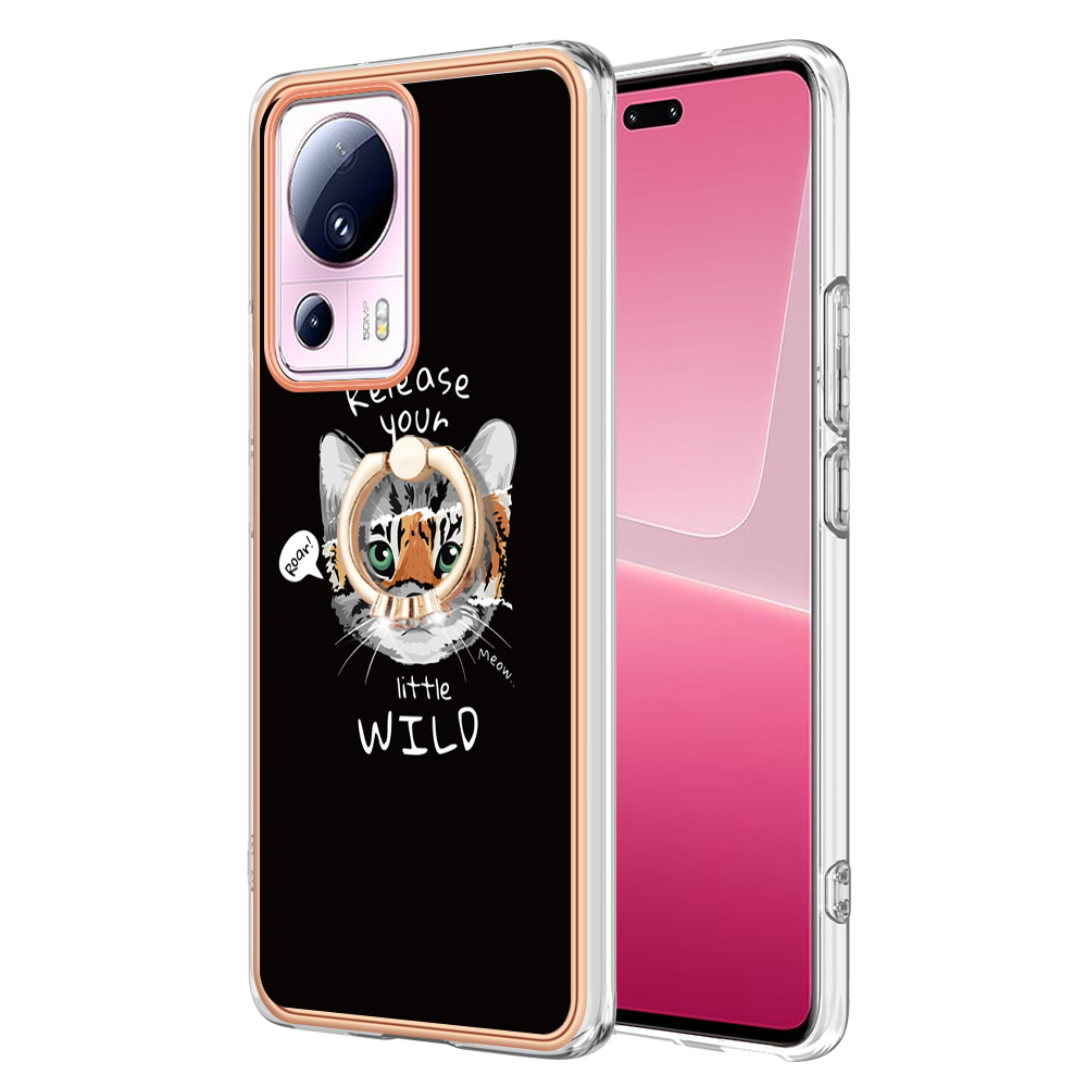 

YB IMD Series-20-stil D Kickstand Telefonhülle Für Xiaomi 13 Lite / Civi 2, IMD 2,0 mm TPU -elektroplattenabdeckung - Katze / Tiger, Xiaomi 13 Lite