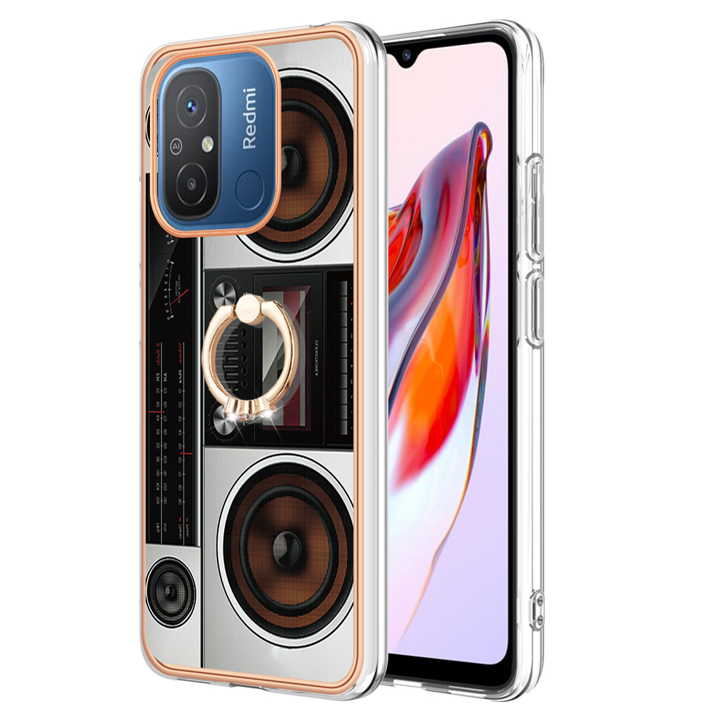 

YB IMD Series-20-style D Kickstand-telefonhülle Für Xiaomi Redmi 12c 4g / 11a 4g, TPU 2,0 mm Schockdes IMD -elektroplattenabdeckung - Radio, Xiaomi Redmi 12C 4G