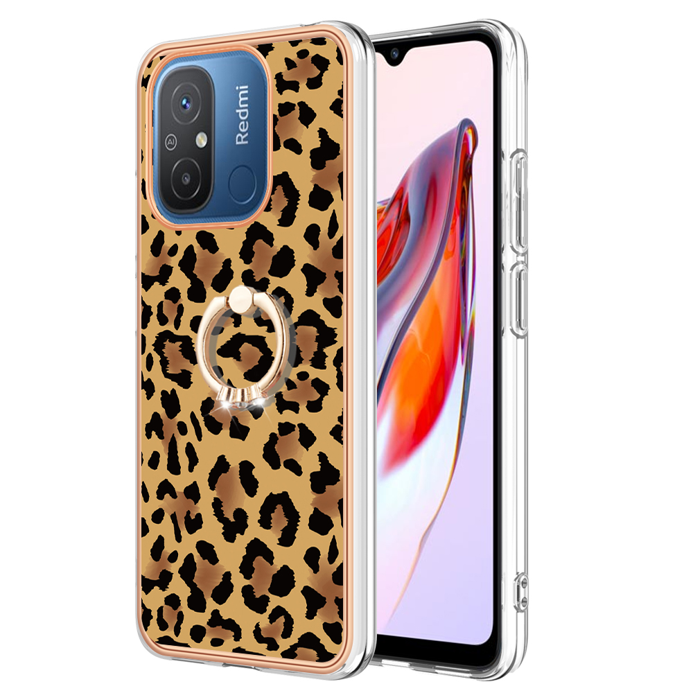 

YB IMD Series-20-style D Kickstand-telefonhülle Für Xiaomi Redmi 12c 4g / 11a 4g, TPU 2,0 mm Schockdes IMD -elektroplattenabdeckung - Leopard, Xiaomi Redmi 12C 4G