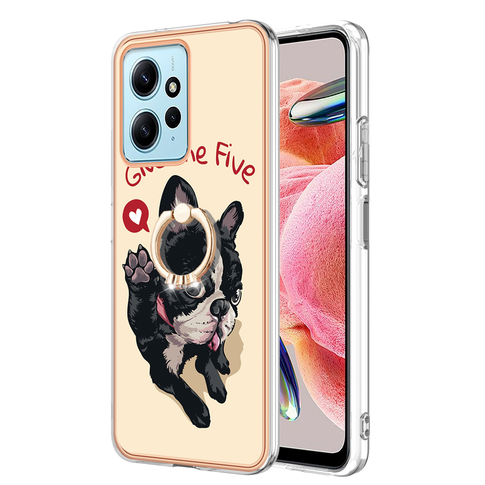 

YB IMD Series-20-stil D Für Xiaomi Redmi Note 12 4G Ringhalter Kickstand Cover 2,0 mm TPU Schockfeste Elektroplated Telefonhülle - Hund, Xiaomi Redmi Note 12 4G