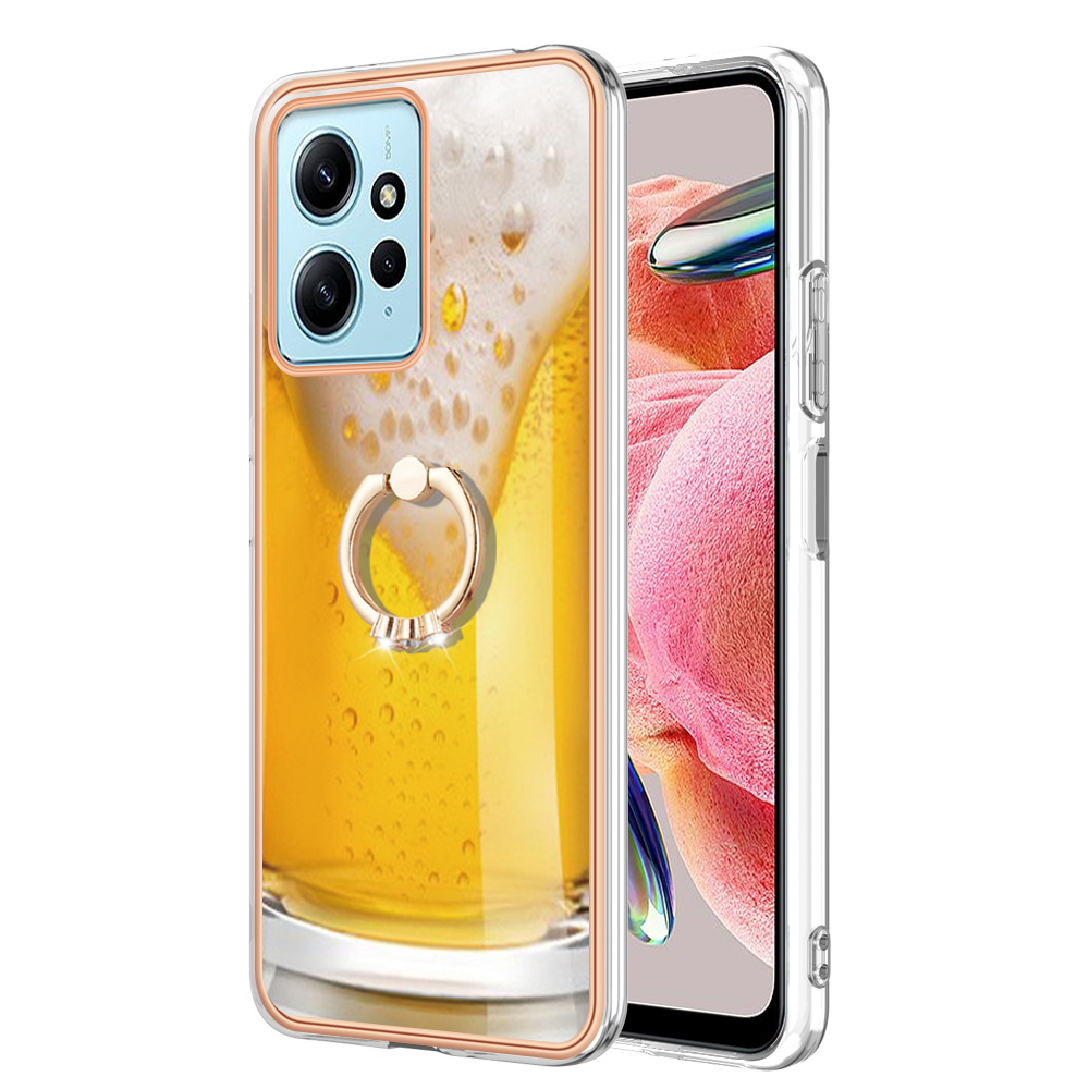 

YB IMD Series-20-stil D Für Xiaomi Redmi Note 12 4G Ringhalter Kickstand Cover 2,0 mm TPU Schockfeste Elektroplated Telefonhülle - Bier, Xiaomi Redmi Note 12 4G