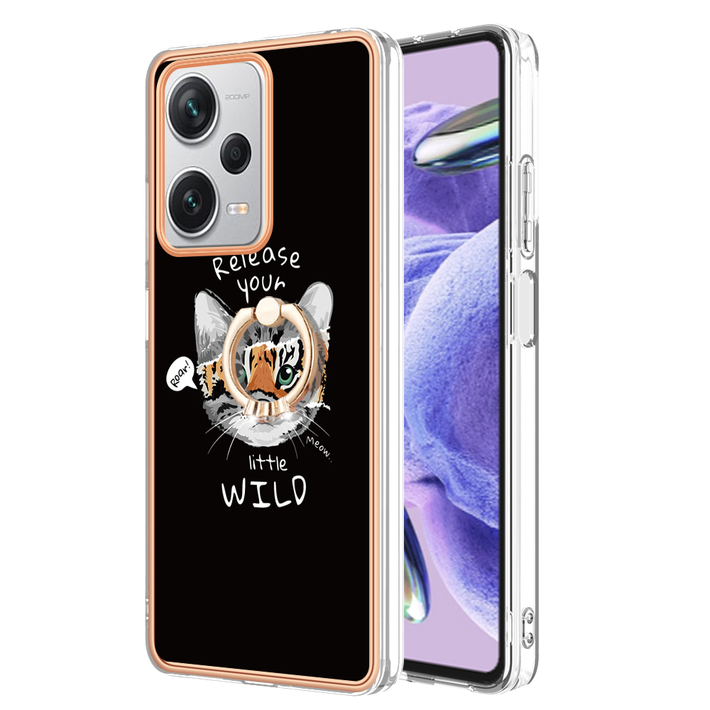 

YB IMD Series-20-stil D Für Xiaomi Redmi Note 12 Pro+ 5G 2,0 mm TPU Anti-kratzer-hülle Elektropliertes Imd-kickstand-telefonabdeckung - Katze / Tiger, Xiaomi Redmi Note 12 Pro+ 5G