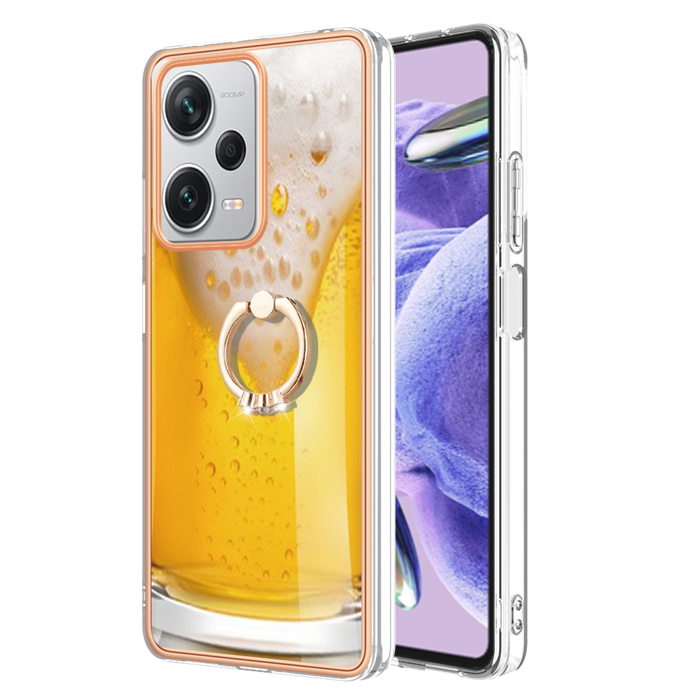 

YB IMD Series-20-stil D Für Xiaomi Redmi Note 12 Pro+ 5G 2,0 mm TPU Anti-kratzer-hülle Elektropliertes Imd-kickstand-telefonabdeckung - Bier, Xiaomi Redmi Note 12 Pro+ 5G