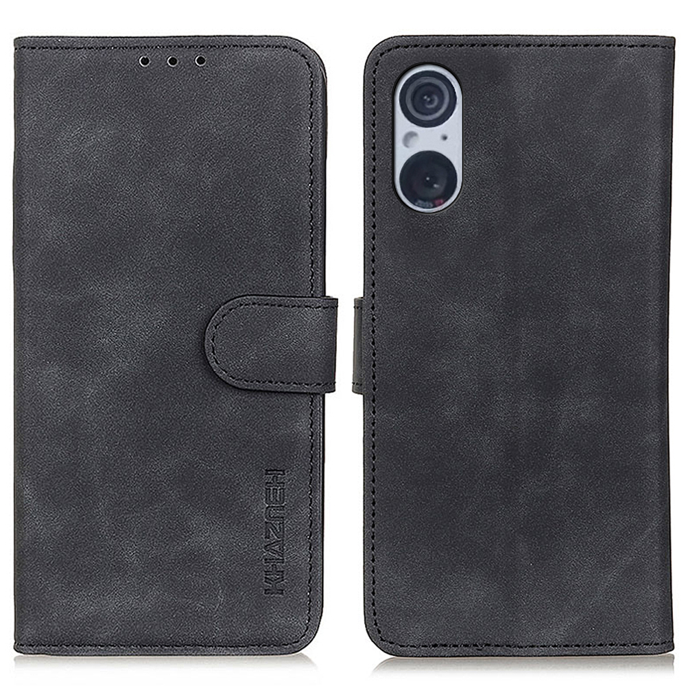 

Khazneh Für Sony Xperia 5 V Retro Wallet Telefonabdeckung Anti-fingerabdruck Lederstand Hülle - Schwarz, Xperia 5 V