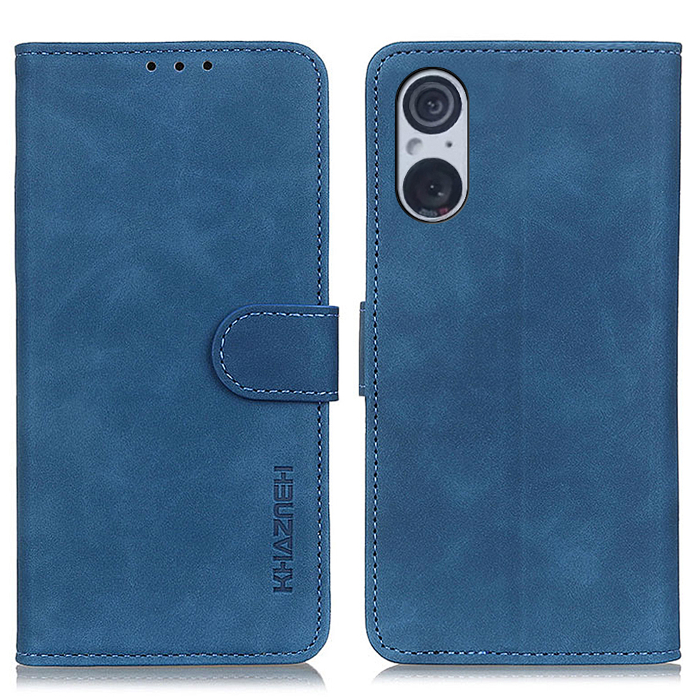 

Khazneh Für Sony Xperia 5 V Retro Wallet Telefonabdeckung Anti-fingerabdruck Lederstand Hülle - Blau, Xperia 5 V