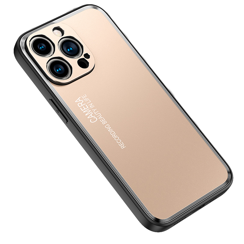 

Für Iphone 15 Pro Max TPU + Aluminiumlegierung Anti-drop-abdeckung Mattes Anti-fingerabdruck-telefonfall - Gold, iPhone 15 Pro Max