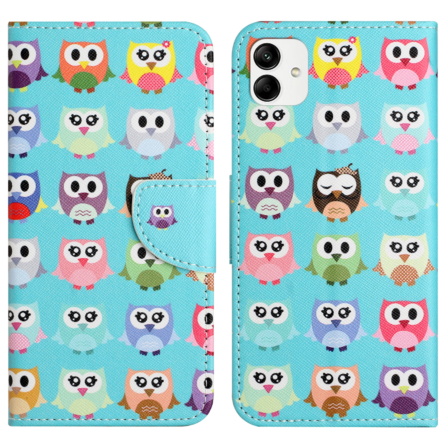

PU Leder -stand Wallet Hülle Für Motorola Moto G14 4g, Cross Textur Muster Druck Telefonabdeckung - Eulen, Motorola Moto G14 4G