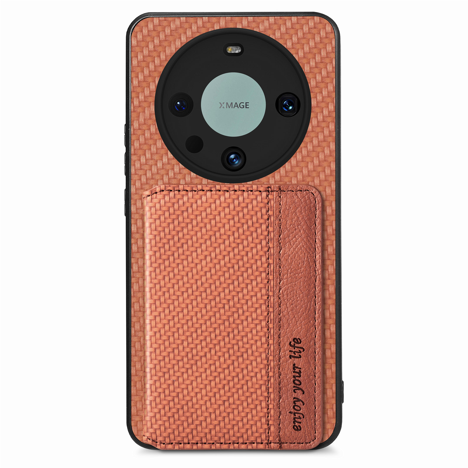 

Brieftasche Kickstand -telefonhülle Für Huawei Mate 60 Pro, Kohlefasertextur Leder+pc+tpu -abdeckung - Braun, Huawei Mate 60 Pro