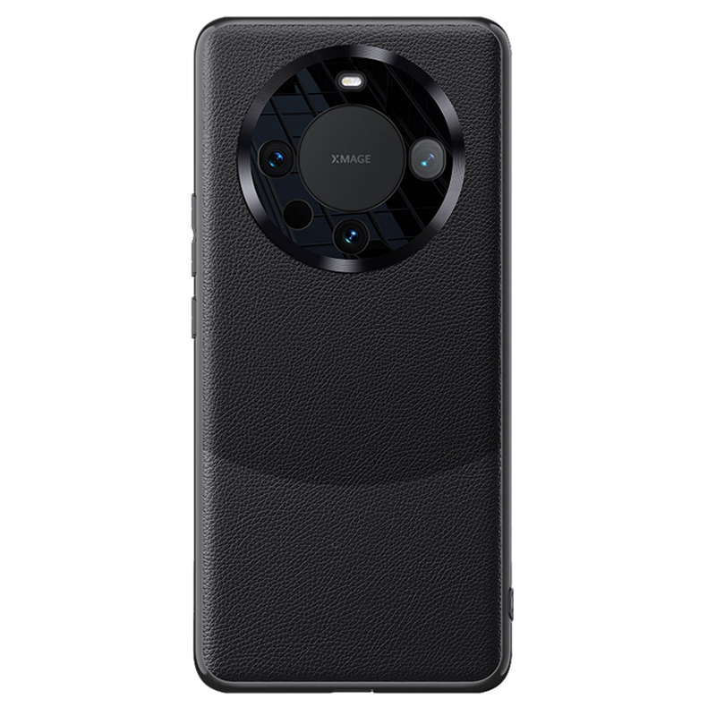 

Für Huawei Mate 60 Pro Metal Lens Design Contrast Color Hülle Strukturierte PU -leder -beschichtete TPU + PC -telefonabdeckung - Schwarz, Huawei Mate 60 Pro