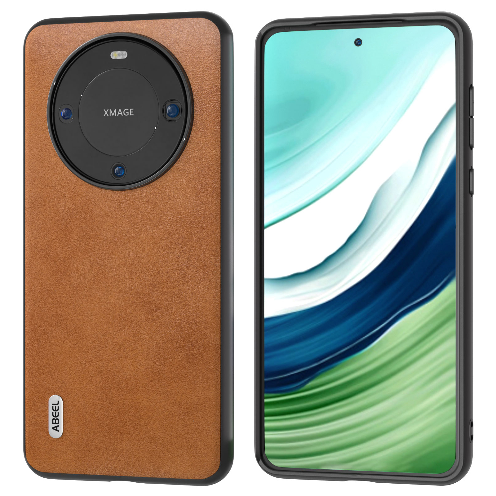 

ABEEL -telefonkoffer Für Huawei Mate 60, Cowide Textur PU Lederbeschichtete TPU+PC -abdeckung - Braun, Huawei Mate 60