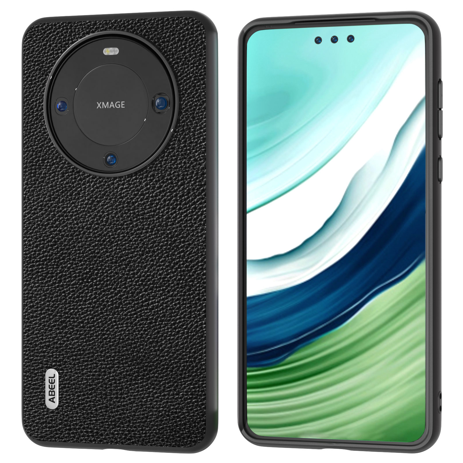 

ABEEL Für Huawei Mate 60 Pro Anti-scratch Phone Case Litchi Textur Cowhide Leder+pc+tpu-abdeckung - Schwarz, Huawei Mate 60 Pro