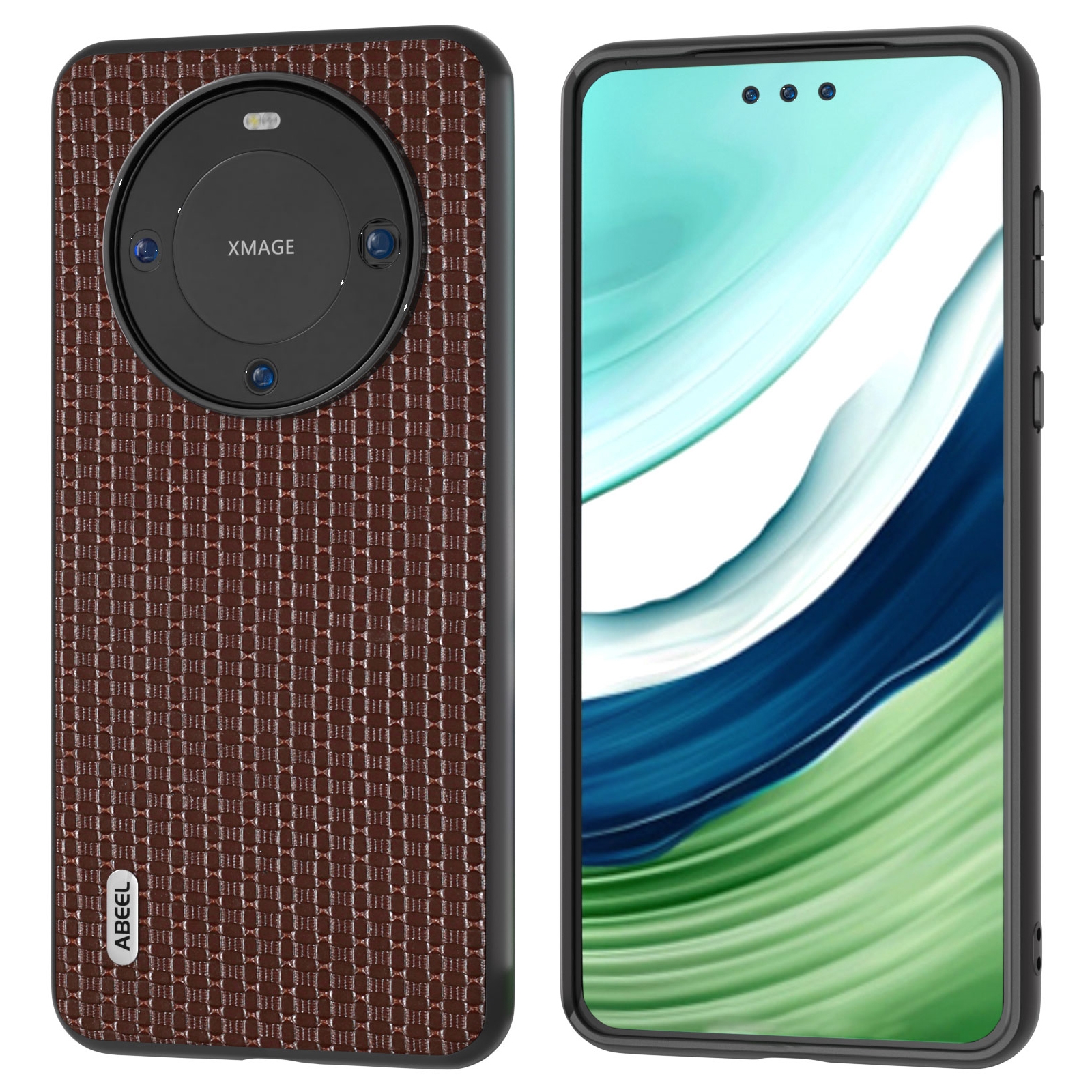 

ABEEL Für Huawei Mate 60 Pro Phone Case Luxus Textur Kowide Leder -pc+tpu -abdeckung - Kaffee, Huawei Mate 60 Pro