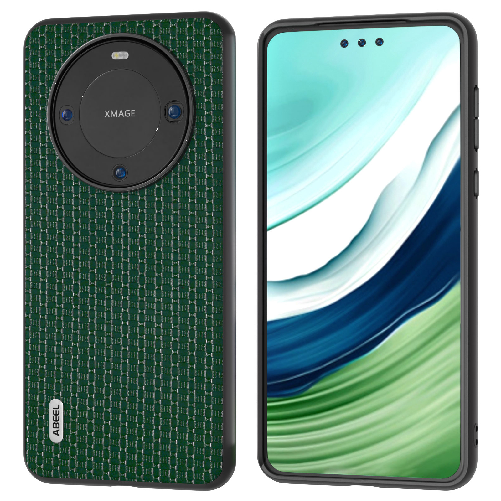 

ABEEL Für Huawei Mate 60 Pro Phone Case Luxus Textur Kowide Leder -pc+tpu -abdeckung - Grün, Huawei Mate 60 Pro